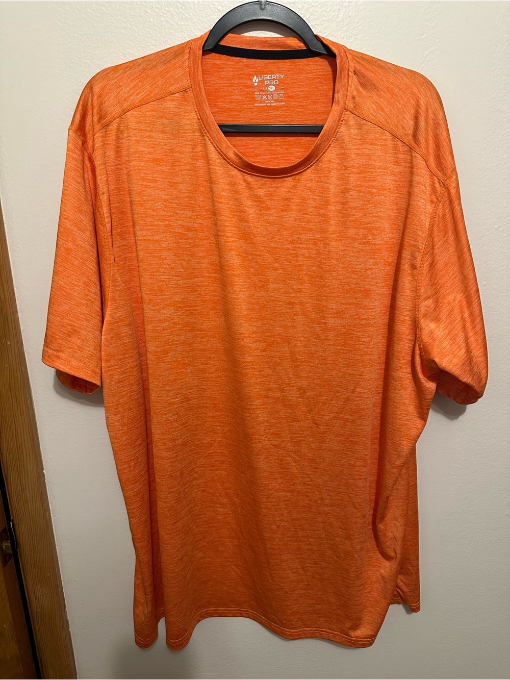 Liberty Pro Men's 3XL Orange Heather Crew Neck Performance Tee Shirt